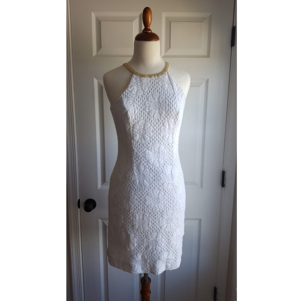 Lilly Pulitzer 2 White Crochet High Neck Dress